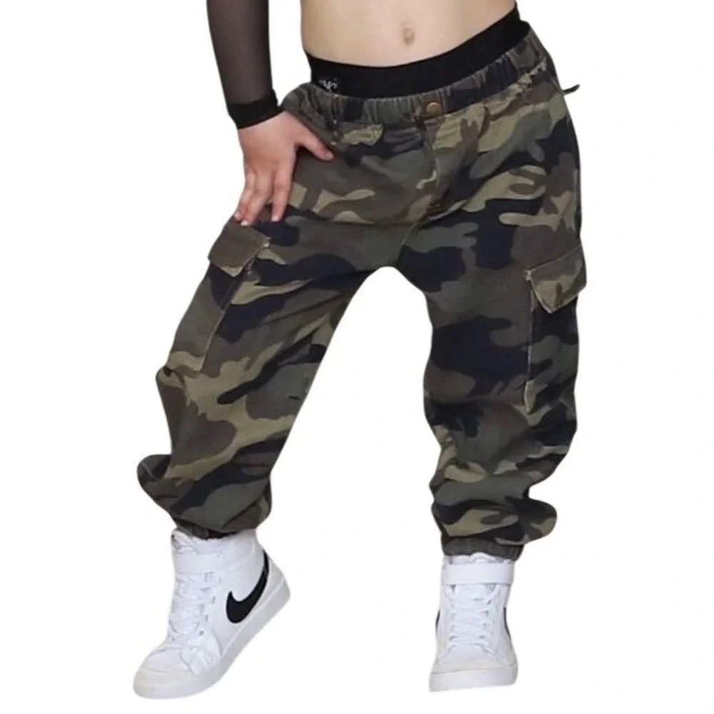 Kids Camo Cargo Jogger dance‎ hip hop solo Pants Camouflage Utility Size 6Y